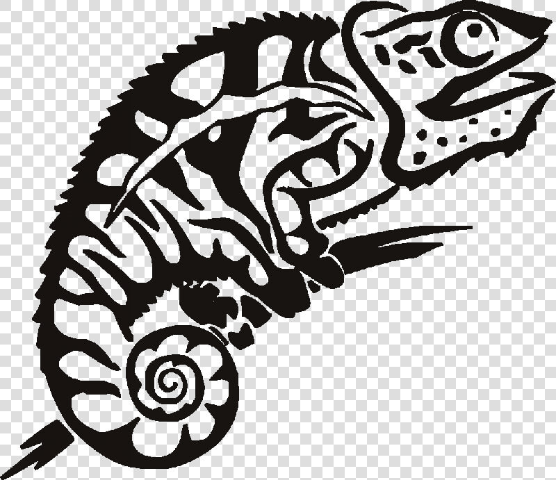 Lovely Surprised Tribal Chameleon Tattoo Design   Chameleon Silhouette  HD Png DownloadTransparent PNG