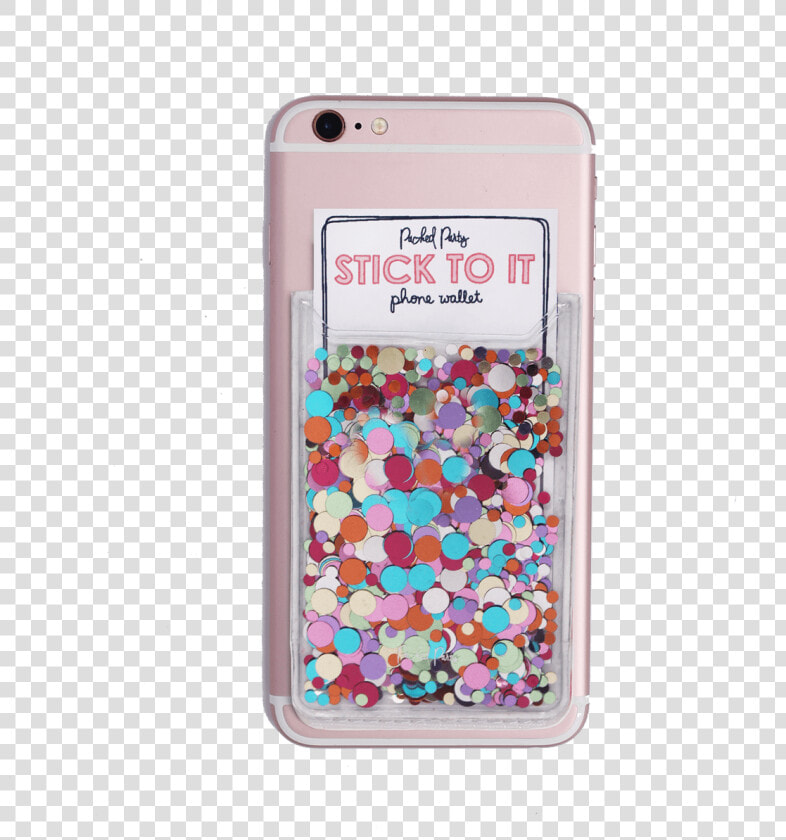 Packed Party Stick To It Multi Confetti Phone Card   Clear Adhesive Cell Phone Card Holder  HD Png DownloadTransparent PNG