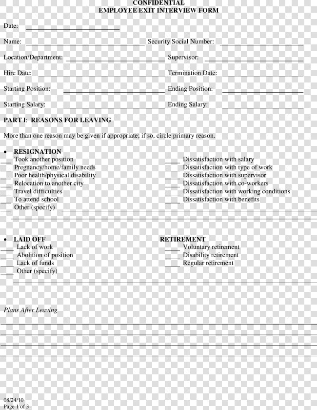 Confidential Exit Interview Main Image   Printable Employee Exit Form  HD Png DownloadTransparent PNG