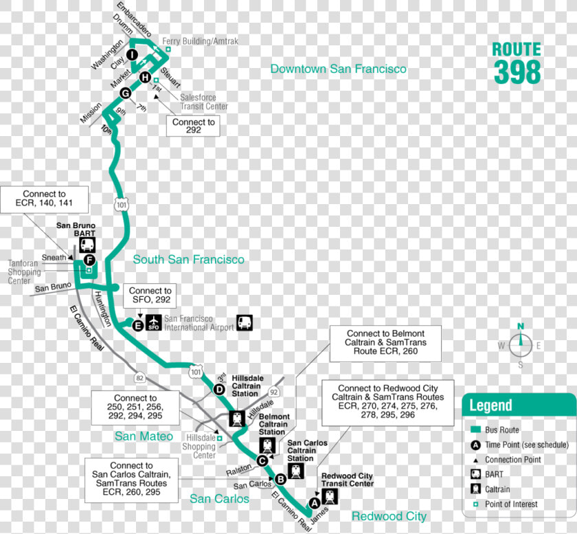 Route 398 Map   398 Bus Route San Francisco  HD Png DownloadTransparent PNG