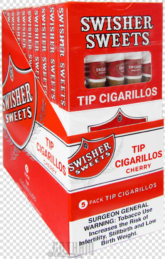 Swisher Sweets Tip Cigarillos Cherry Pack   Box  HD Png DownloadTransparent PNG