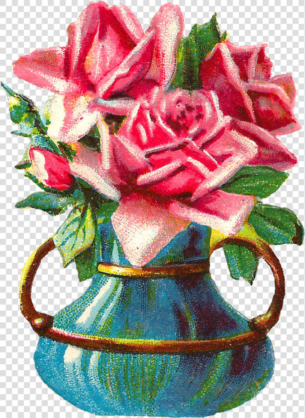 Pink Roses Are The Best Flower Images For Shabby Chic   Flower Vase Old Clipart  HD Png DownloadTransparent PNG