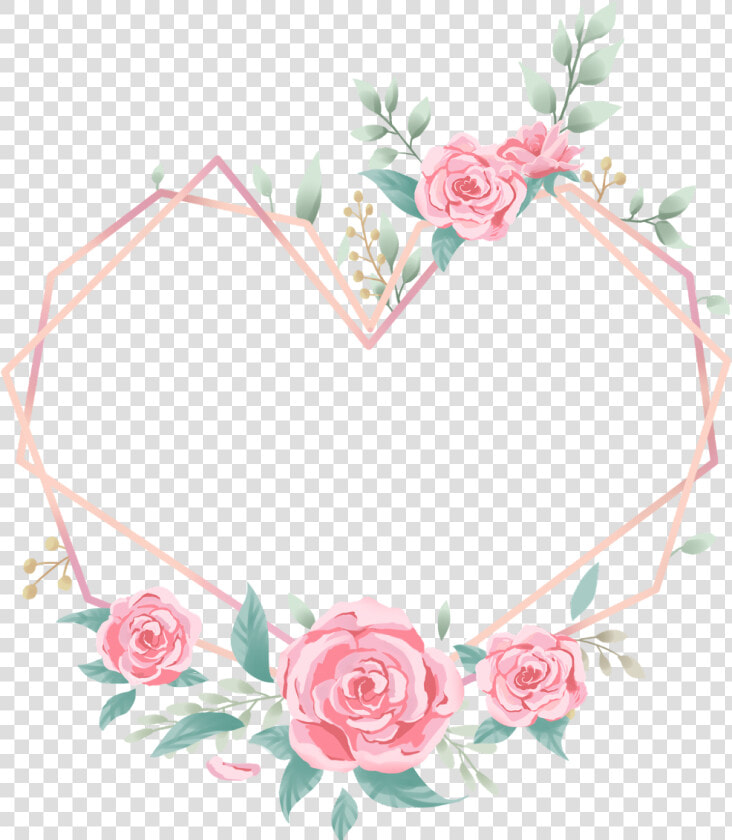  love  heart  rose  wreath  geometric  glitter  pink   Wreath  HD Png DownloadTransparent PNG