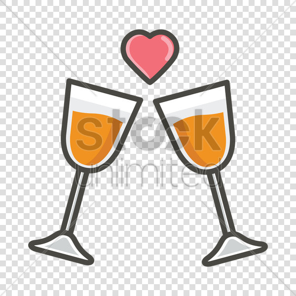 Champagne Glasses With Heart Shape Vector Image   Champagne Stemware  HD Png DownloadTransparent PNG