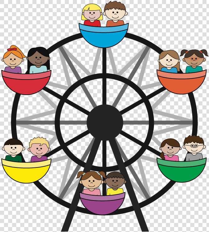 Clip Art Wheel Being Ridden By   Kids Riding Ferris Wheel Clip Art  HD Png DownloadTransparent PNG