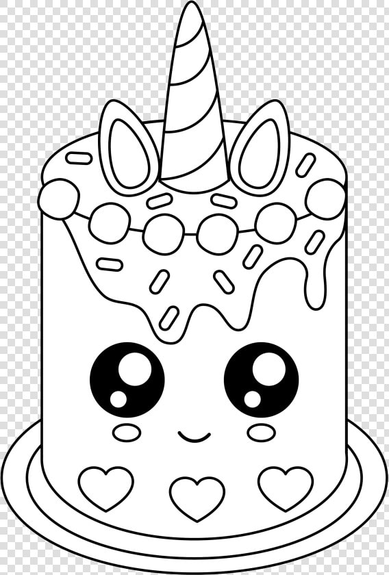 Unicorn Cake Coloring Pages   Transparent Cartoons   Cute Cake Coloring Pages  HD Png DownloadTransparent PNG