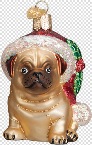 Holly Hat Pug Ornament   Pug Head Christmas Ornament  HD Png DownloadTransparent PNG