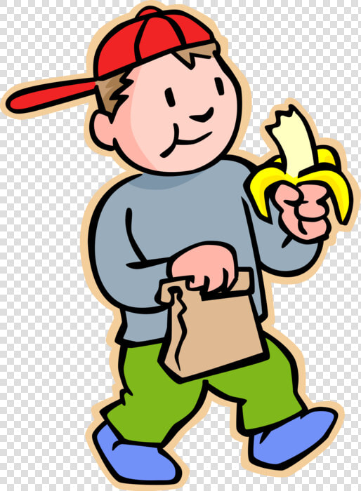 Vector Illustration Of Primary Or Elementary School   Boy Eating Banana Clipart  HD Png DownloadTransparent PNG