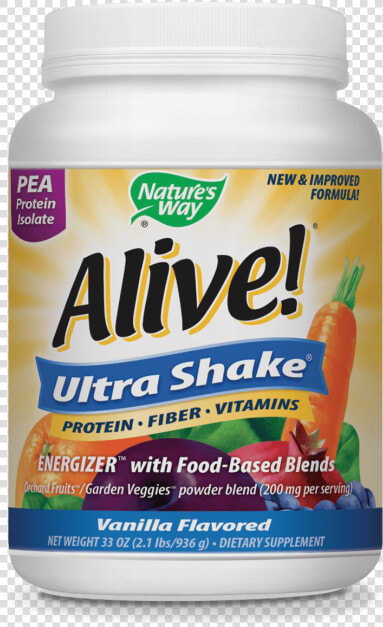 Nature 039 S Way Alive Ultra Shake Vanilla 33 Oz Pwdr   Nature  39 s Way  HD Png DownloadTransparent PNG