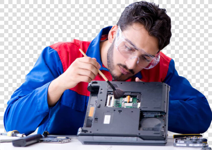 Repairman Working In Technical Fixing Laptop   Laptop Repairman  HD Png DownloadTransparent PNG