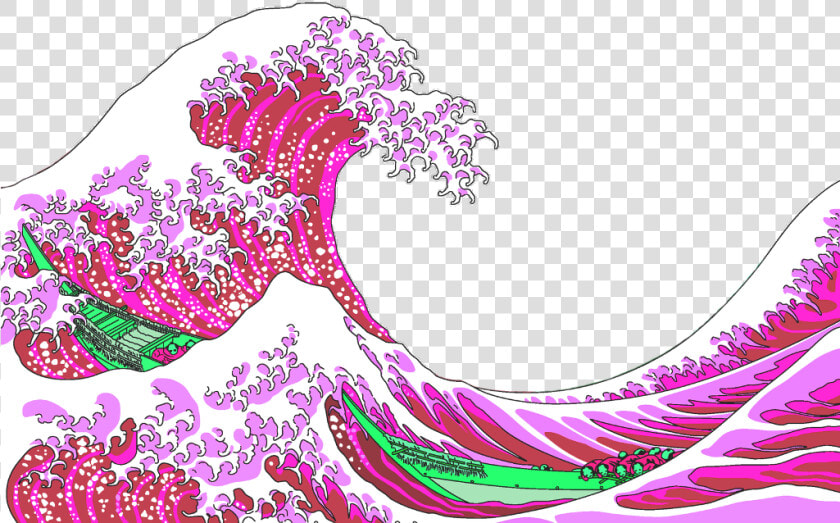  freetoedit  vaporwave  tsunami  vaporwavecrew  webpunk   Great Wave Off Kanagawa  HD Png DownloadTransparent PNG