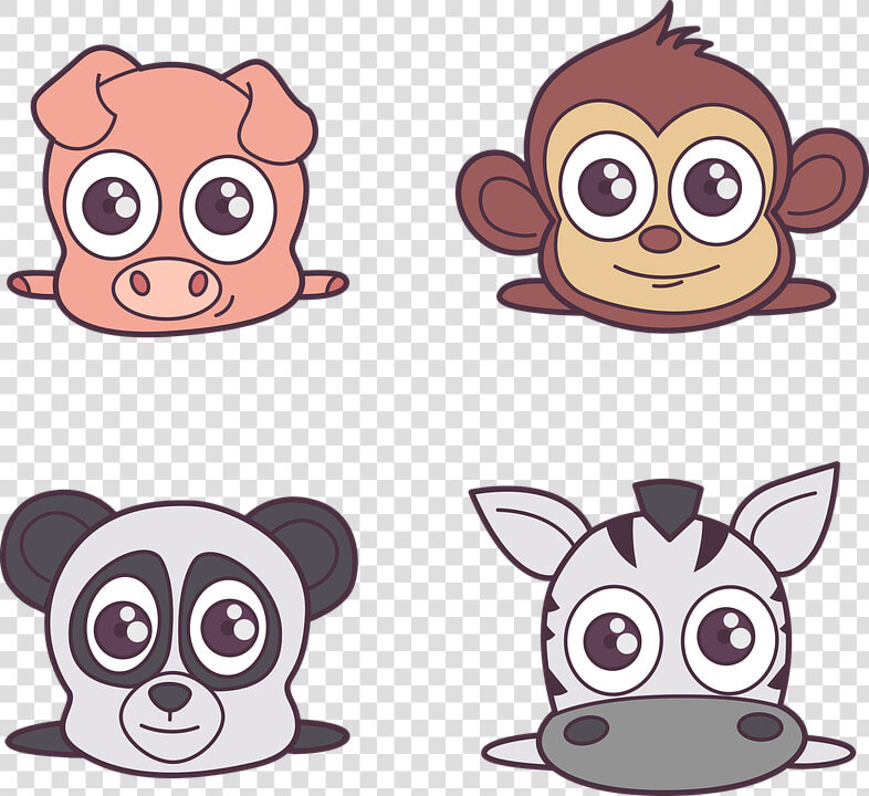 Animals  Pig  Monkey  Zebra  Cartoon  Character   Pig And Monkey Cartoon  HD Png DownloadTransparent PNG