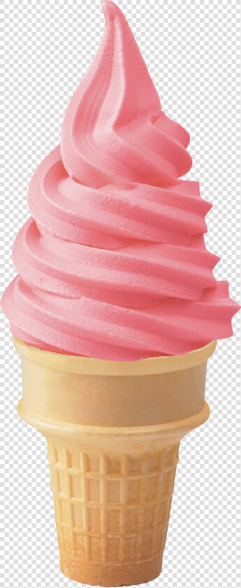 Strawberry cone   Soft Strawberry Ice Cream  HD Png DownloadTransparent PNG