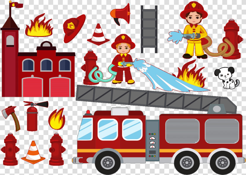 Clipart Firetruck With Hose And Ax  HD Png DownloadTransparent PNG