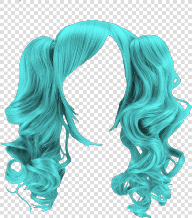 Hair Wig Pigtails Turquoise Costume Beauty Party Hallo  HD Png DownloadTransparent PNG