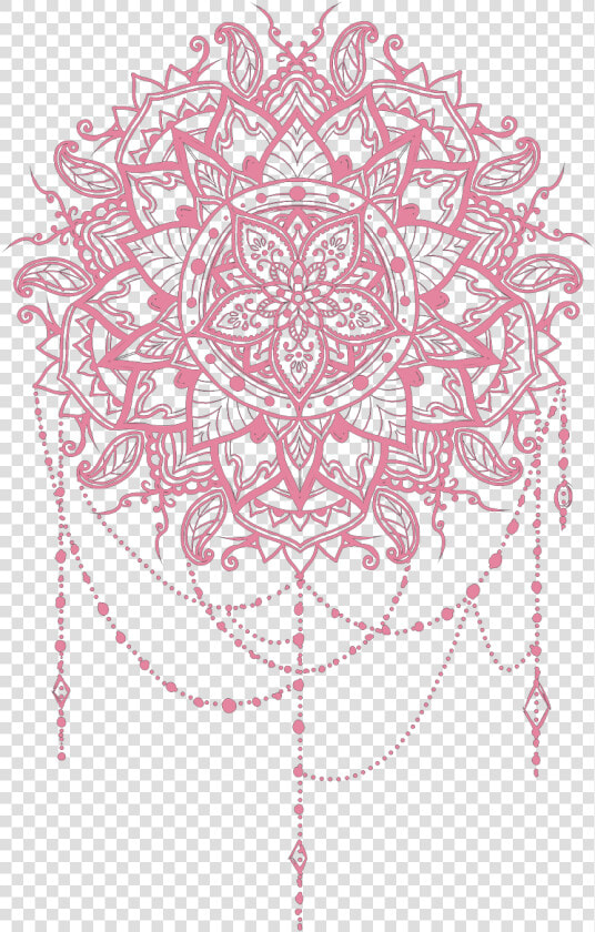  pink  salmon  mandala  tattoo  design  vector  flower   Drawing Line Mandala Art  HD Png DownloadTransparent PNG