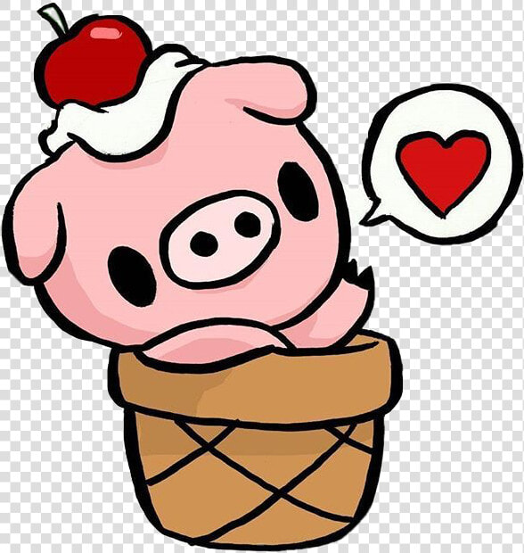 Pig Stickerchallenge Pig Icecreamcone Heart Cute Freeto   Easy Cute Animal Drawings  HD Png DownloadTransparent PNG