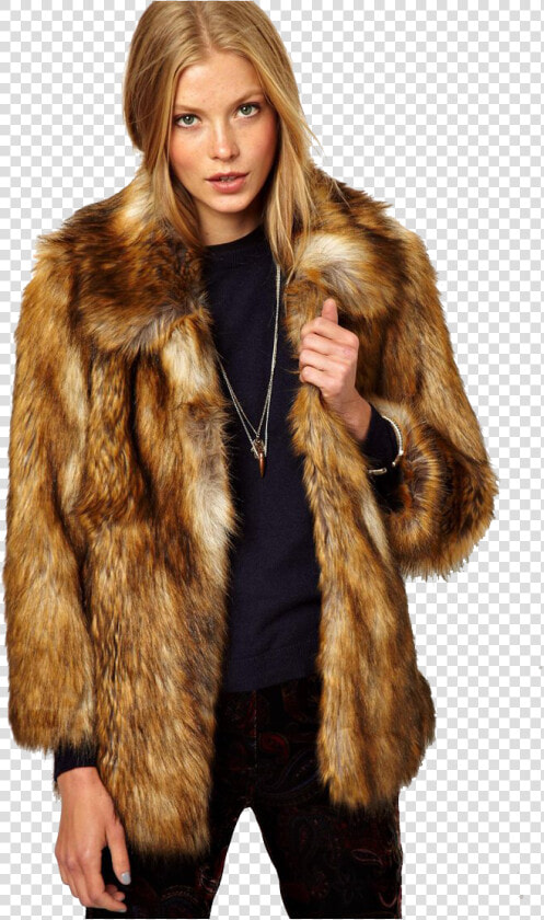 Faux Fur Coat Women Brown  HD Png DownloadTransparent PNG