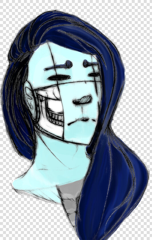 The Head And Neck Of A Blue Man With Long Hair   Sketch  HD Png DownloadTransparent PNG