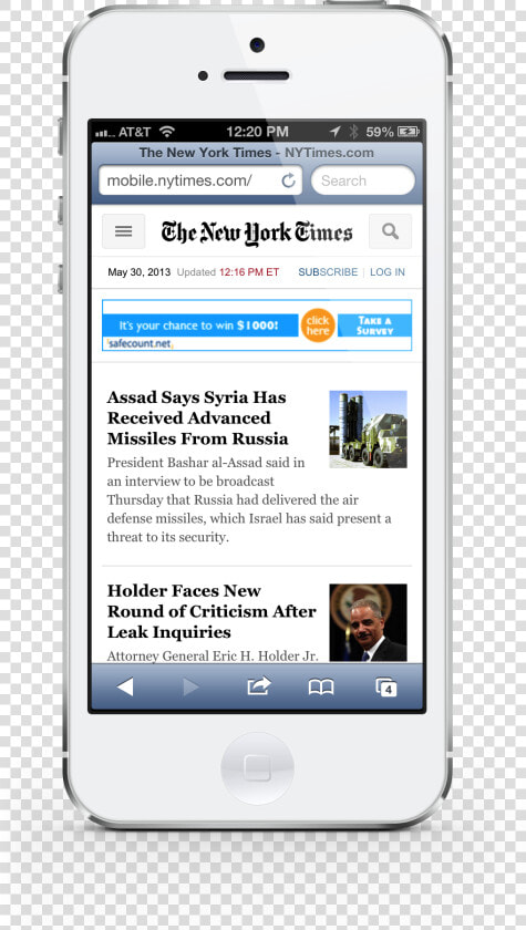 The New York Times Updates Its Mobile Website For First   Smartphone  HD Png DownloadTransparent PNG