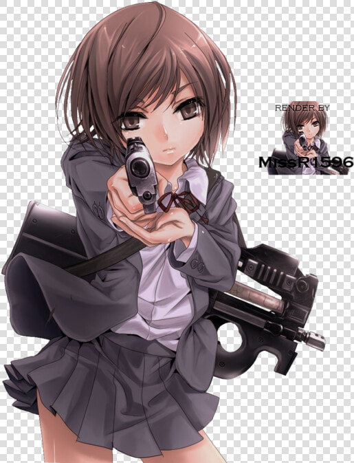 Transparent Anime Girl With Gun Png   Anime Girl With A Gun  Png DownloadTransparent PNG