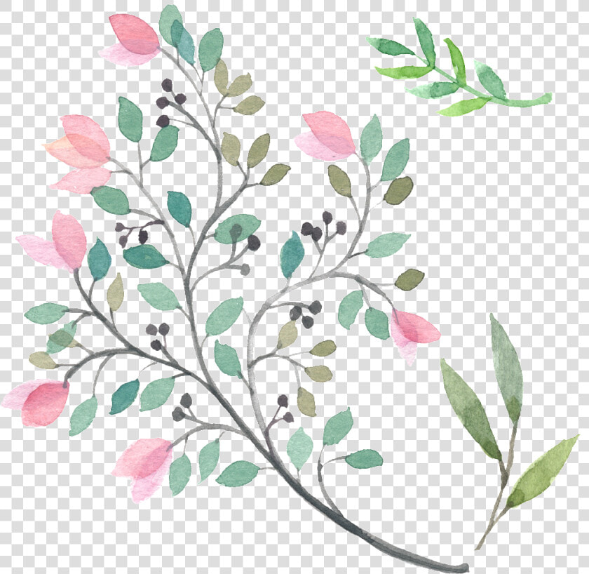 Hand Painted Foliage Green Leaf Beautiful Hd   Small Flower Hd Png  Transparent PngTransparent PNG