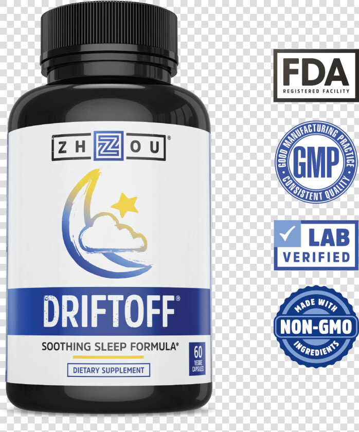 Lab Verified  Non Gmo Driftoff Soothing Sleep Formula   Driftoff Premium Sleep Aid  HD Png DownloadTransparent PNG