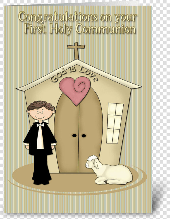 First Communion  Boy  Church  Lamb Greeting Card   Cartoon  HD Png DownloadTransparent PNG