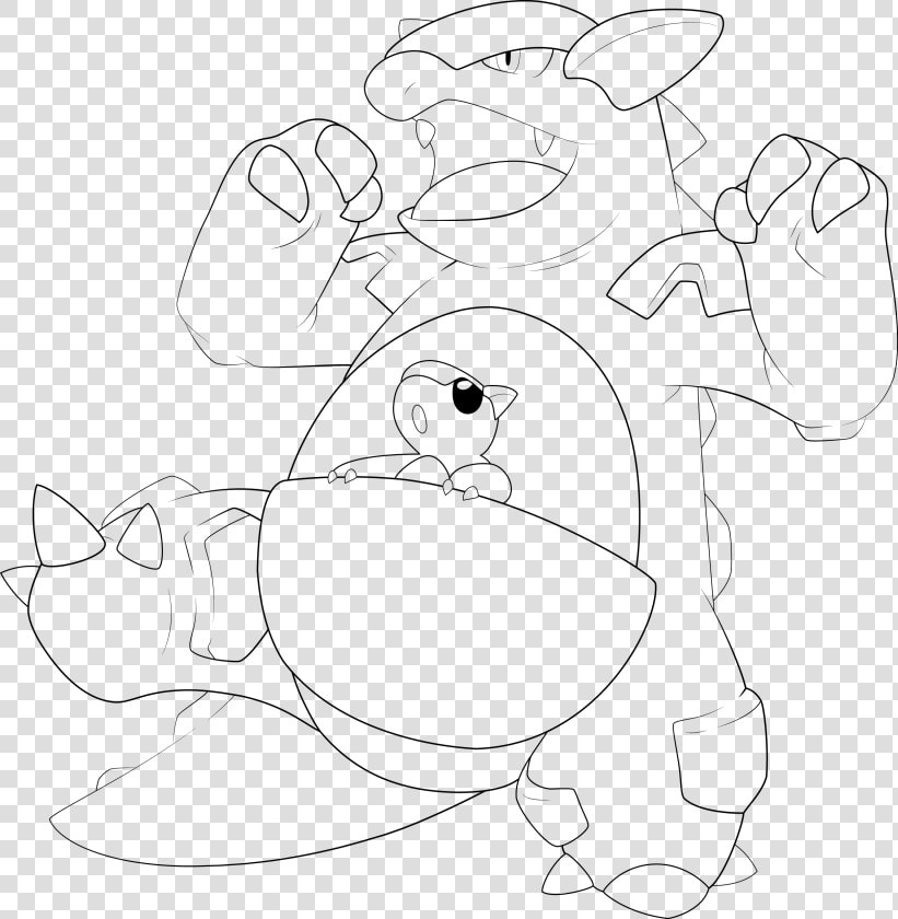 Kangaskhan Line art By Alcadeas1   Coloriage Kangourex  HD Png DownloadTransparent PNG