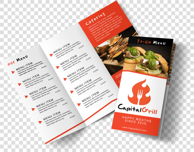 Restaurant To Go Menu Tri Fold Brochure Template Preview   Tri Fold Restaurant Brochure  HD Png DownloadTransparent PNG