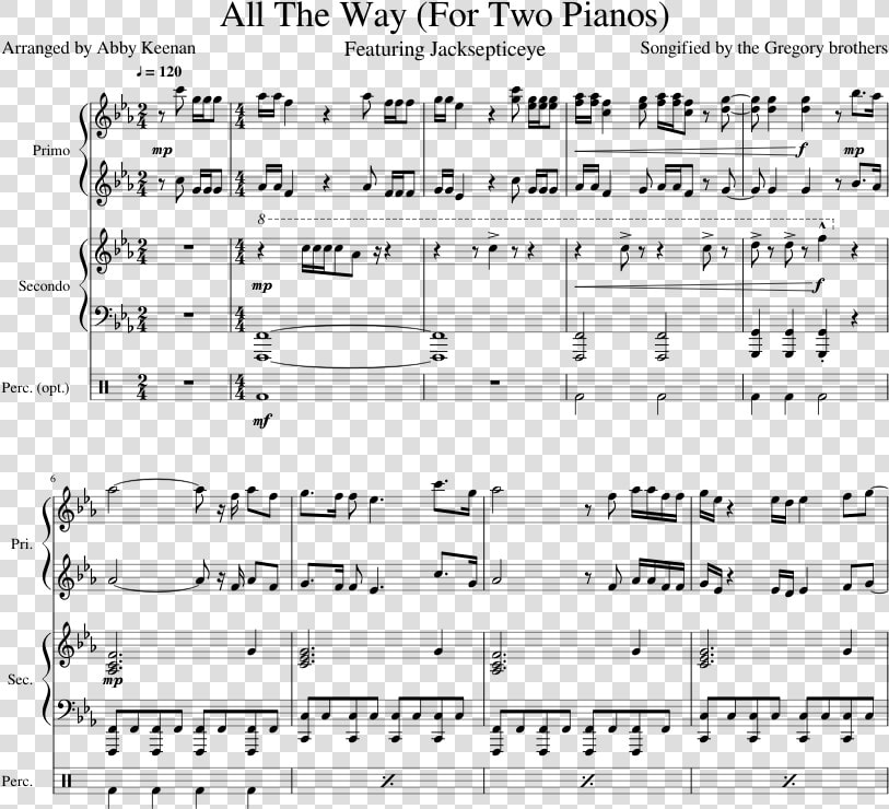 All The Way Sheet Music Composed By Songified By The   All The Way Jacksepticeye Piano Sheet Music  HD Png DownloadTransparent PNG