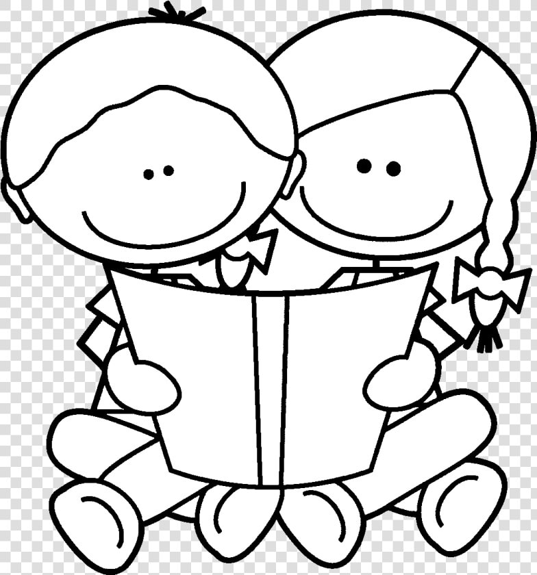 Reading Child Children Black And White Transparent   Reading Cartoon Images Black And White  HD Png DownloadTransparent PNG