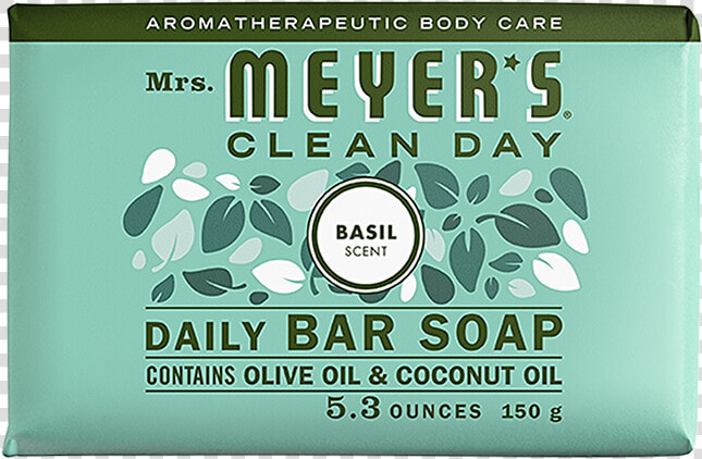 Mrs Meyers Basil Daily Bar Soap   Cosmetics  HD Png DownloadTransparent PNG