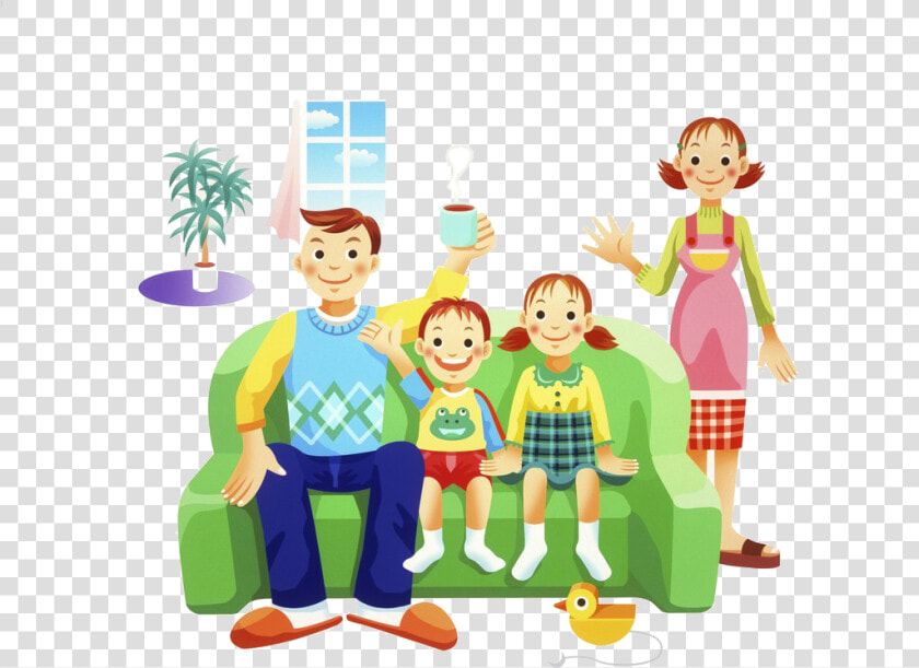 Couch Clipart Family   Happy Family On Vacation Cartoon  HD Png DownloadTransparent PNG