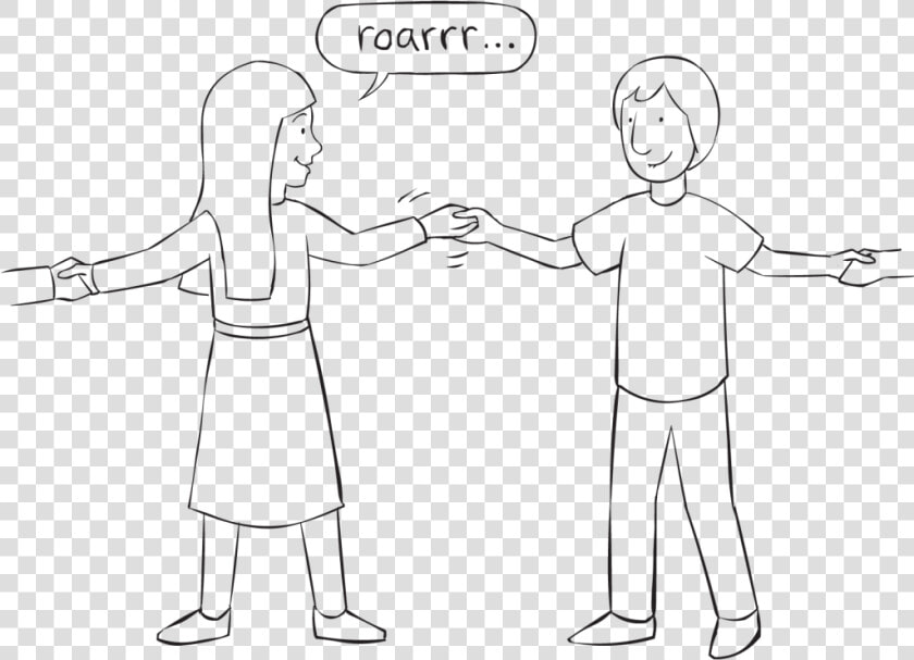 Back Two People Holding Hands Playing Fun Circle Game   Line Art  HD Png DownloadTransparent PNG