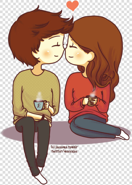 Drawing Couples Two   Couple Drinking Coffee Cartoon  HD Png DownloadTransparent PNG