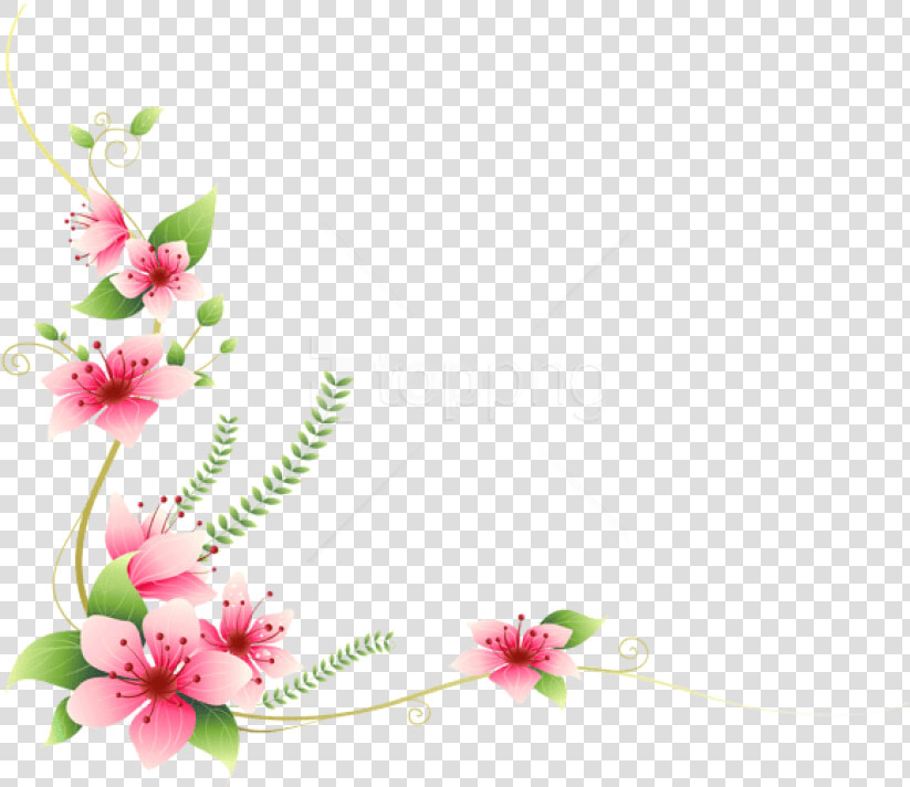 Download Pink Flowers Decoration   Floral Vines With Butterflies  HD Png DownloadTransparent PNG