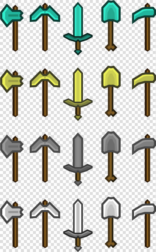 Transparent Minecraft Diamond Sword Png   Minecraft Sword Pickaxe Axe  Png DownloadTransparent PNG