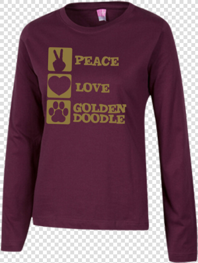 Peace Love Goldendoodle   Long sleeved T shirt  HD Png DownloadTransparent PNG