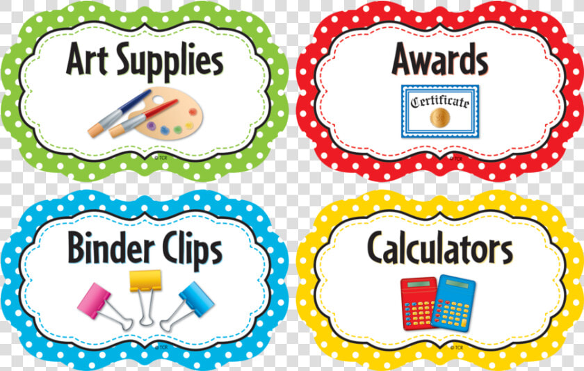 Tcr3565 Polka Dots Classroom Supply Labels Image   Art Supplies Clipart Label  HD Png DownloadTransparent PNG