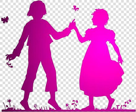 Transparent Friends Silhouette Png   Silhouette Of A Girl And Boy Holding Hands  Png DownloadTransparent PNG