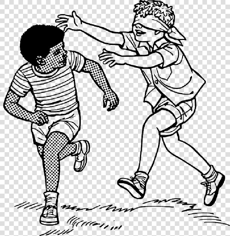 Black  Outline  Drawing  People  Boy  Man  Kid  Girl   Blind Man  39 s Bluff Drawing  HD Png DownloadTransparent PNG