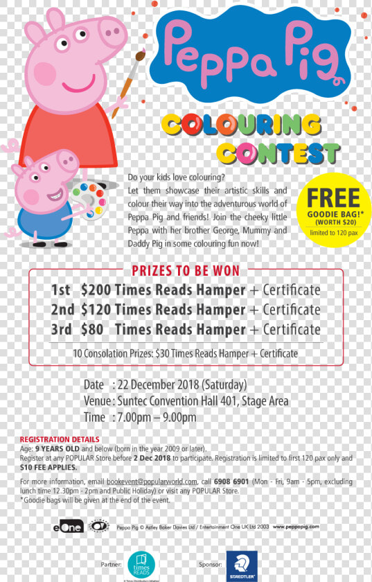 Peppa Pig Colouring Contest   Colouring Competition Singapore 2018  HD Png DownloadTransparent PNG