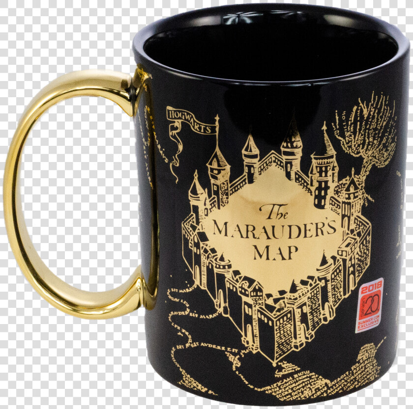 Hp12341 Megamug Blackw Gold Maraudersmap Front   Marauders Map Mug  HD Png DownloadTransparent PNG