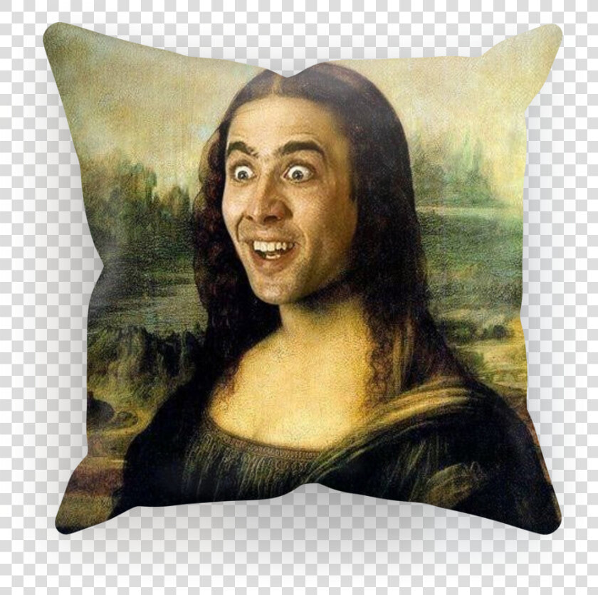 Nicolas Cage As The Mona Lisa ﻿sublimation Cushion   Nicolas Cage Mona Lisa  HD Png DownloadTransparent PNG