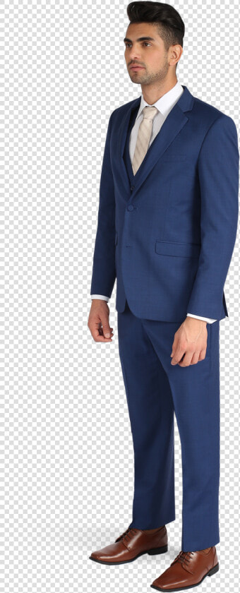 Cobalt Blue Notch Lapel Suit   Men Suit Side View  HD Png DownloadTransparent PNG