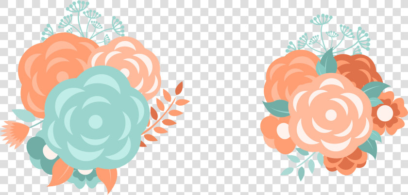 Peach Flower Clipart Wedding   Aqua And Orange Flower  HD Png DownloadTransparent PNG