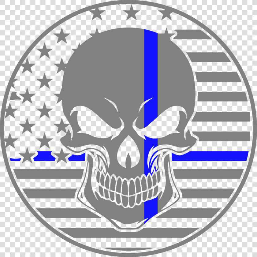 Law Enforcement Thin Blue Line Skull  HD Png DownloadTransparent PNG