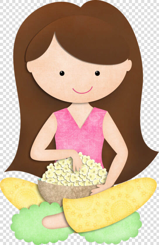 Kmill Auburnhair Popcorn Png   Girl Clipart On Pajama  Transparent PngTransparent PNG