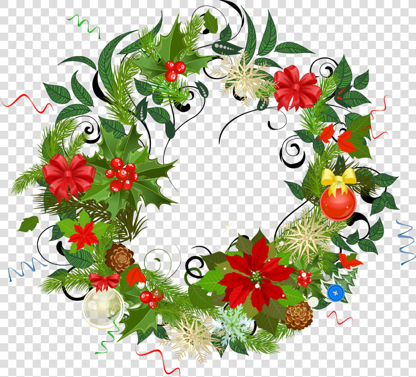 Clip Art Folha De Natal   Marco Floral Redondo Png  Transparent PngTransparent PNG